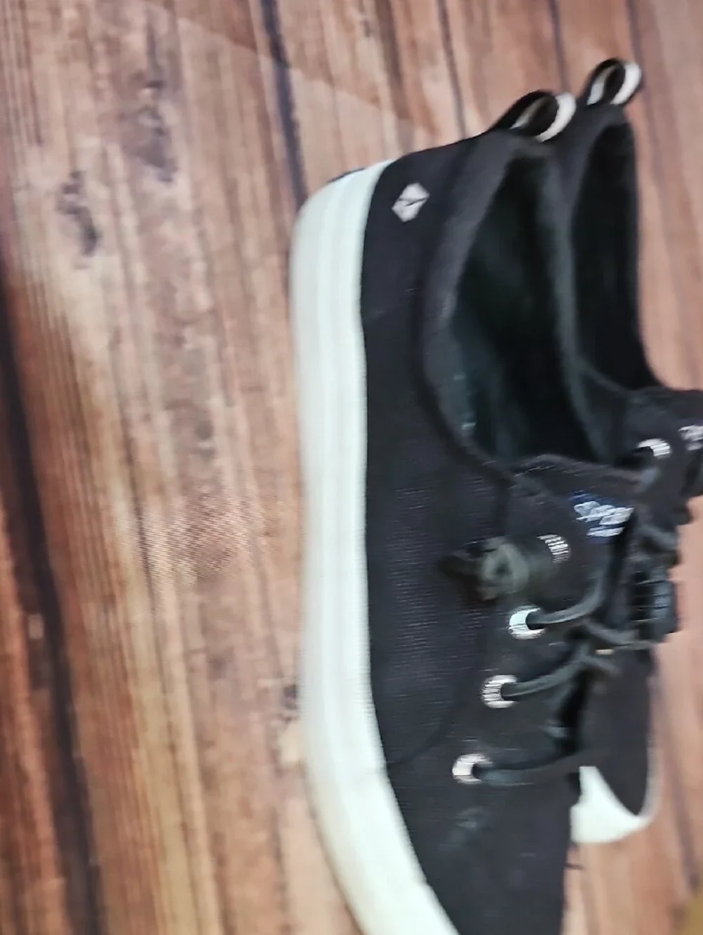 Sperry Womens Black Low-Top Sneakers with White Soles